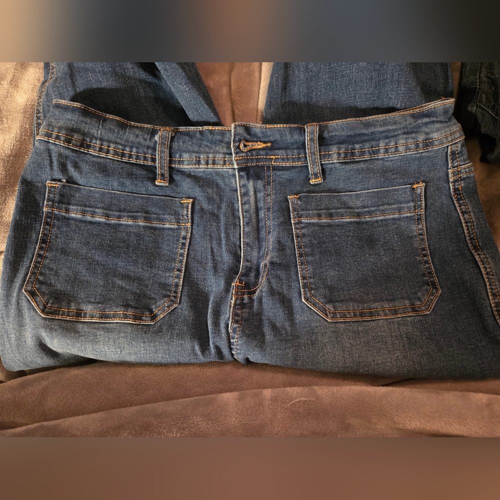 NWOT one 5 one Dark Blue Flare Jeans with Contrast Stitching